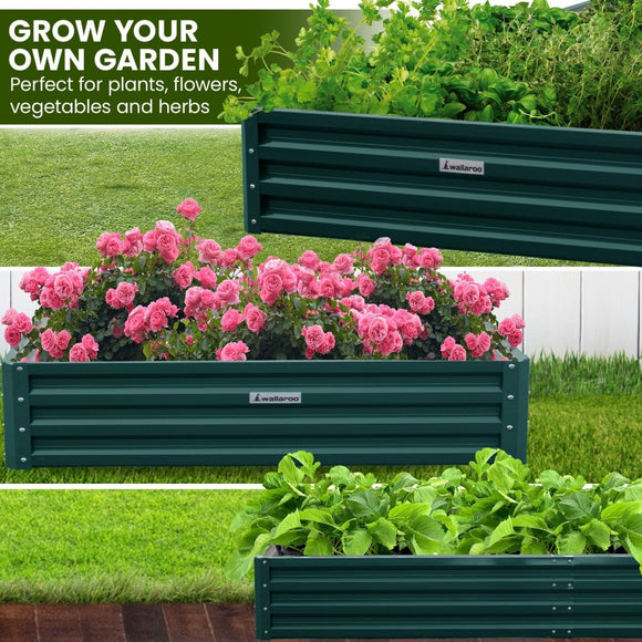 Wallaroo Garden Bed 240 x 120 x 30cm Galvanized Steel - Green - RnR Galore
