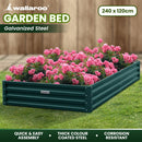 Wallaroo Garden Bed 240 x 120 x 30cm Galvanized Steel - Green - RnR Galore