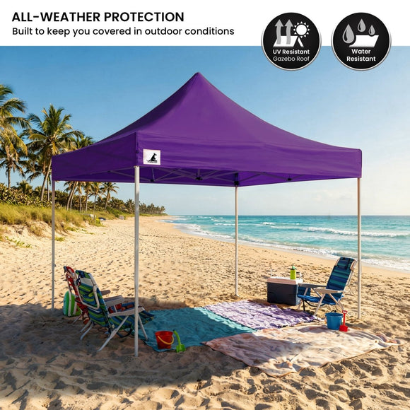 Wallaroo Gazebo Tent Marquee 3x3 PopUp Outdoor Purple - RnR Galore