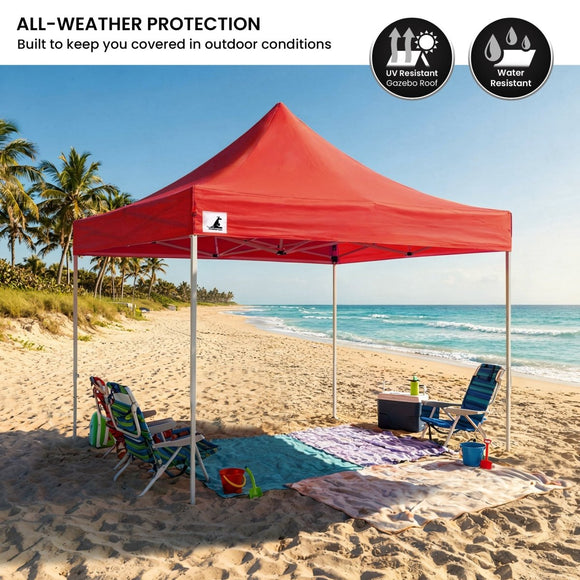 Wallaroo Gazebo Tent Marquee 3x3 PopUp Outdoor Red - RnR Galore