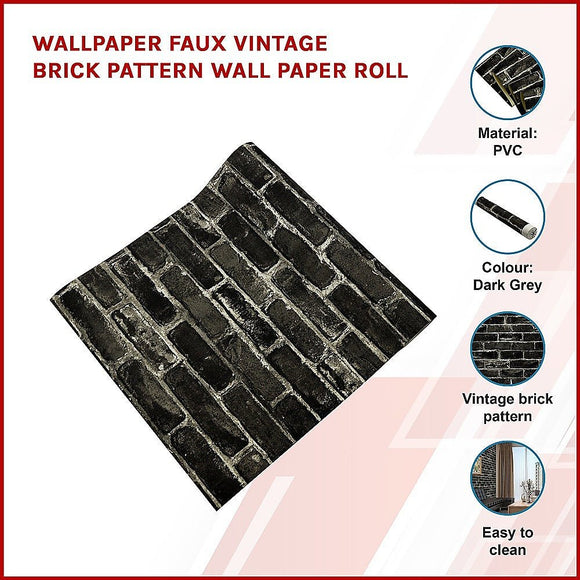 Wallpaper Faux Vintage Brick Pattern Wall Paper Roll - RnR Galore