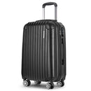 Wanderlite 24" 66cm Luggage Trolley Travel Set Suitcase Carry On Hard Case TSA Lock Lightweight Black - RnR Galore