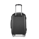 Wanderlite 24" 66cm Luggage Trolley Travel Set Suitcase Carry On Hard Case TSA Lock Lightweight Black - RnR Galore