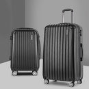 Wanderlite 2pcs Luggage Trolley Set Travel Suitcase Carry On Hard Case Lightweight Black - RnR Galore