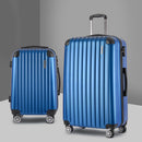 Wanderlite 2pcs Luggage Trolley Set Travel Suitcase Carry On Hard Case Lightweight Blue - RnR Galore