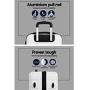 Wanderlite 2pcs Luggage Trolley Travel Suitcase Set TSA Hard Shell Case Strap White - RnR Galore