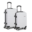 Wanderlite 2pcs Luggage Trolley Travel Suitcase Set TSA Hard Shell Case Strap White - RnR Galore