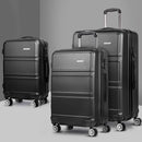 Wanderlite 3pc Luggage Trolley Set Suitcase Travel TSA Carry On Hard Case Lightweight Black - RnR Galore