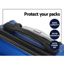 Wanderlite 3pc Luggage Trolley Set Suitcase Travel TSA Carry On Hard Case Lightweight Blue - RnR Galore