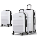 Wanderlite 3pc Luggage Trolley Set Suitcase Travel TSA Carry On Hard Case Lightweight White - RnR Galore