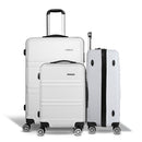 Wanderlite 3pc Luggage Trolley Set Suitcase Travel TSA Carry On Hard Case Lightweight White - RnR Galore