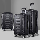 Wanderlite 3pc Luggage Trolley Travel Suitcase Set TSA Hard Case Lightweight Black - RnR Galore