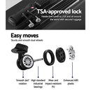 Wanderlite 3pc Luggage Trolley Travel Suitcase Set TSA Hard Case Lightweight Black - RnR Galore