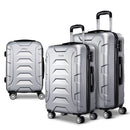 Wanderlite 3pc Luggage Trolley Travel Suitcase Set TSA Hard Case Shell Strap Silver - RnR Galore