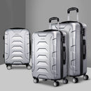 Wanderlite 3pc Luggage Trolley Travel Suitcase Set TSA Hard Case Shell Strap Silver - RnR Galore