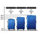 Wanderlite 3pc Luggage Trolley Travel Suitcase Set TSA Hard Shell Case Strap Blue - RnR Galore