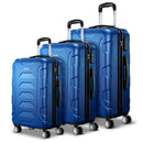 Wanderlite 3pc Luggage Trolley Travel Suitcase Set TSA Hard Shell Case Strap Blue - RnR Galore