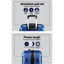 Wanderlite 3pc Luggage Trolley Travel Suitcase Set TSA Hard Shell Case Strap Blue - RnR Galore