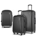 Wanderlite 3pcs LuggageTrolley Set Travel Suitcase Storage Organiser Carry On Hard Case TSA Lightweight Black - RnR Galore