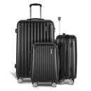 Wanderlite 3pcs LuggageTrolley Set Travel Suitcase Storage Organiser Carry On Hard Case TSA Lightweight Black - RnR Galore