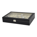 Watch Box - 24 Slot Luxury Display Case With Framed Glass Lid - RnR Galore
