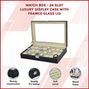 Watch Box - 24 Slot Luxury Display Case With Framed Glass Lid - RnR Galore