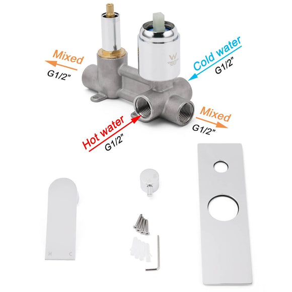 Watermark Chrome Square Shower Mixer Diverter Tap Valve For Shower Combo Spout - RnR Galore