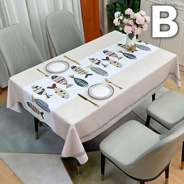 Waterproof Oilproof Washable Heat - Resistant PVC Tablecloth - 5 Patterns & Sizes for Home, Restaurant & Picnic Dining（E,180*138） - RnR Galore