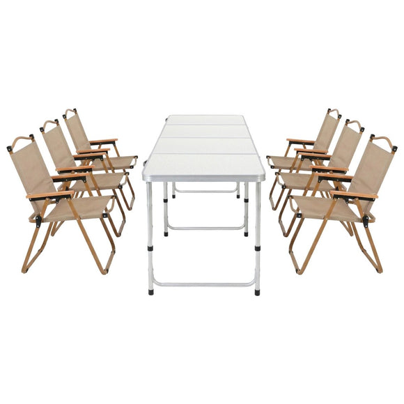 Weisshorn 7pc Camping Table Chair Set Outdoor Folding Aluminium Portable Picnic - RnR Galore