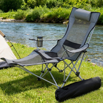 Weisshorn Camping Chair Adjustable Reclining Portable Outdoor Folding Chair Grey - RnR Galore