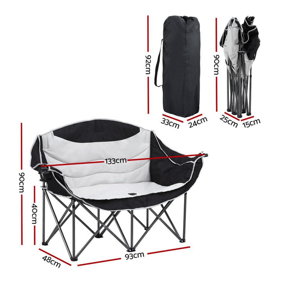 Weisshorn Camping Chair Double Folding Moon Chair Portable Seat 240KG - RnR Galore