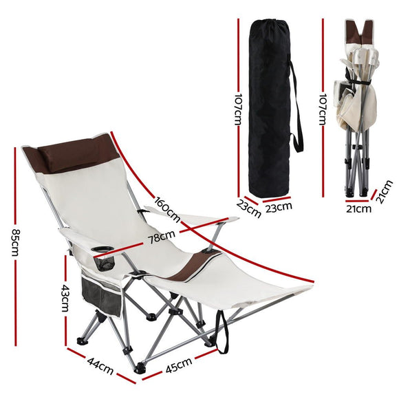 Weisshorn Camping Chair Reclining Adjustable Portable Outdoor Folding Lightweight - RnR Galore