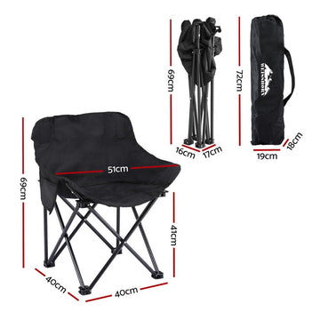 Weisshorn Folding Camping Moon Chair Portable Seat Weight Capacity 120KG Black - RnR Galore