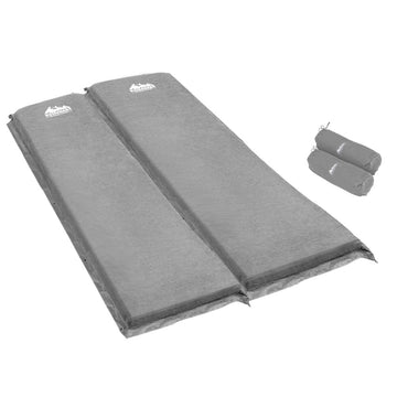 Weisshorn Self Inflating Mattress Camping Sleeping Mat Air Bed Double Set Grey - RnR Galore