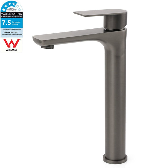 WELS Gun Metal Grey Round High Rise Basin Mixer Bathroom Vanity Faucet Tapware - RnR Galore