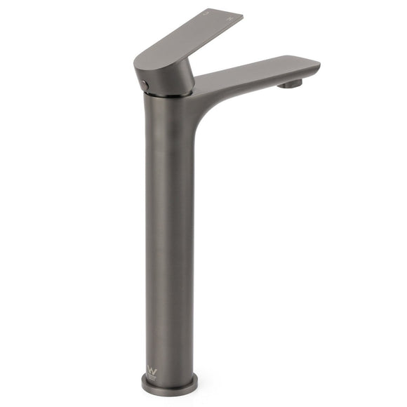 WELS Gun Metal Grey Round High Rise Basin Mixer Bathroom Vanity Faucet Tapware - RnR Galore