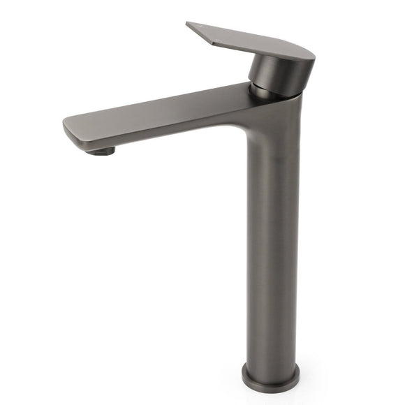 WELS Gun Metal Grey Round High Rise Basin Mixer Bathroom Vanity Faucet Tapware - RnR Galore