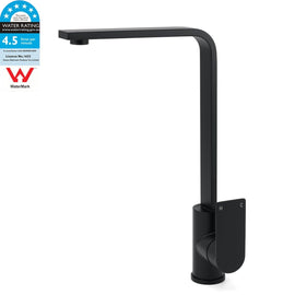 WELS Matte Black High Rise Gooseneck Kitchen Sink Laundry Mixer Faucet Tapware - RnR Galore