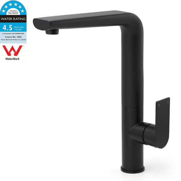 WELS Matte Black Round Kitchen Mixer Sink Tap Swivel Laundry Faucet Spout NEW - RnR Galore