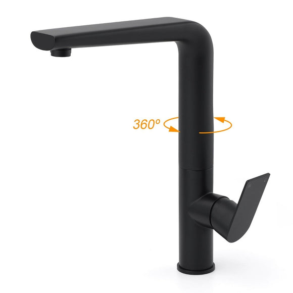WELS Matte Black Round Kitchen Mixer Sink Tap Swivel Laundry Faucet Spout NEW - RnR Galore