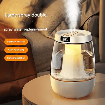 White 3.5L Smart Cool Mist Humidifier with Dual Nozzle & Digital Display - Ultra - Quiet Air Purifier for Bedroom and Office - RnR Galore