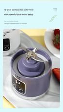 White 7.4V Portable Blender Smoothie Maker 450ml Wireless Rechargeable Juicer Cup with 12 - Blade Stainless Steel Cutter, LED Digital Display, USB Charging Personal Blender for Travel Gym Office Home - RnR Galore