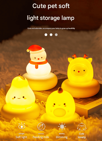 White Cat Cute Animal LED Night Light - Rechargeable Silicone Nursery Lamp with Tap Control, Dimmable Bedside Light for Kids - RnR Galore