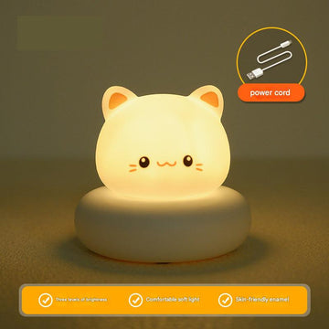White Cat Cute Animal LED Night Light - Rechargeable Silicone Nursery Lamp with Tap Control, Dimmable Bedside Light for Kids - RnR Galore