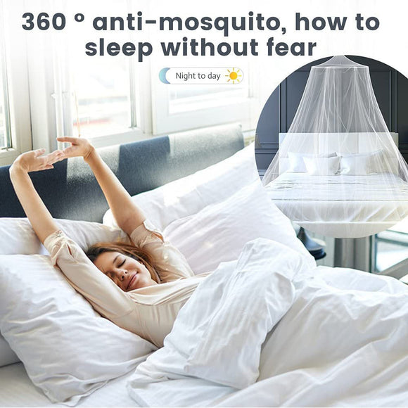 White Hanging Princess Bed Canopy Mosquito Net - Dome Bedding for Dorm Rooms & Bedrooms (Fits 1.8m - 2m Beds) - RnR Galore