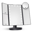 White LED Lighted Tri - Fold Vanity Mirror with 2X/3X/10X Magnification - RnR Galore
