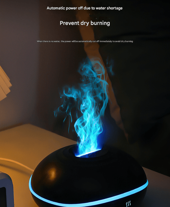 White Mini USB Aromatherapy Diffuser with Flame Projection - Portable Humidifier for Home and Car Use - RnR Galore