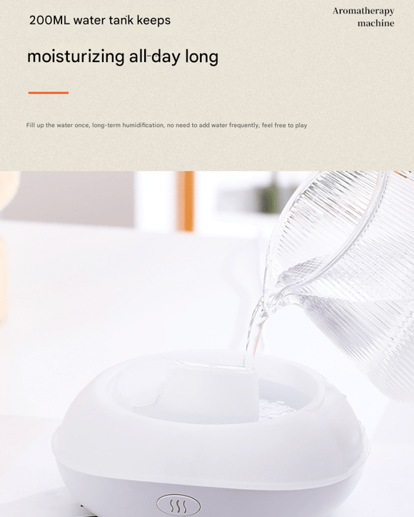 White Mini USB Aromatherapy Diffuser with Flame Projection - Portable Humidifier for Home and Car Use - RnR Galore