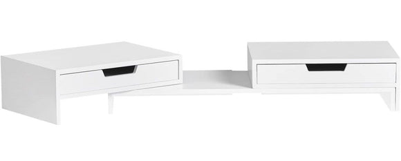 White Monitor Stand with Drawers - RnR Galore