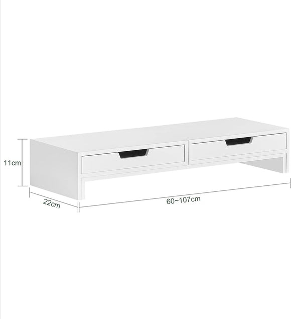 White Monitor Stand with Drawers - RnR Galore